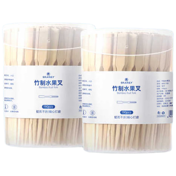 GRAREY 一次性水果叉套装*2 竹制果叉叉水果叉糕点叉蛋糕 MNS-130