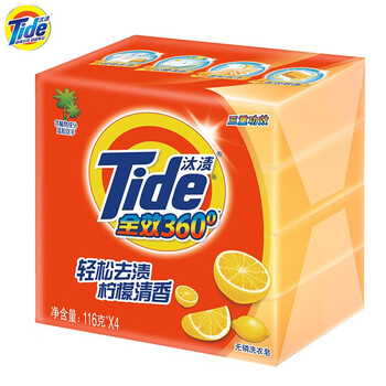 汰渍 自然干净 洁净清新 全效洁净手洗柠檬香洗衣皂 (116g*4块)*5组