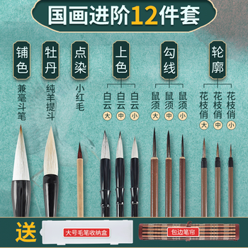 中国水彩画用筆 平筆 水粉 狼耄 6本組 美品 - メルカリ