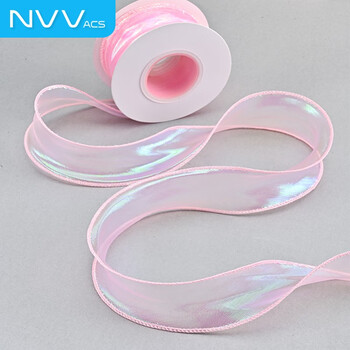 NVV鱼尾纱丝带幻彩纱彩带纱带鲜花包装纸丝带绸带圣诞节情人节礼品diy礼物花束蛋糕打包缎带LPZ-SD2