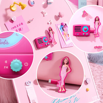 猫王收音机 MW-Q1灵感贴贴音响带FM蓝牙小音响冰箱贴磁吸音响厨房创意摆件 芭比联名款