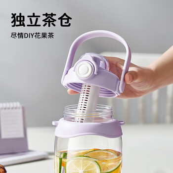 泰福高（TAFUCO）tritan大容量儿童水杯夏季网红学生大肚杯女生双饮1L柠檬黄T2838