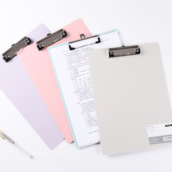 文谷（Wengu）a4夹板文具文件夹板板夹写字夹板加厚硬试卷资料收纳夹菜单夹4色快劳夹垫板考试收纳 4个装PPF3-18