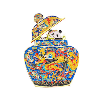 优学库博物馆国潮文创冰箱贴旅游创意纪念品中国风AR古韵遗珍景泰蓝云龙纹罐 伴手礼