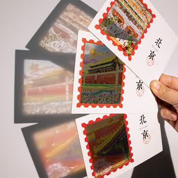 优学库透光明信片复古文艺光影透卡高颜值女孩学生读书页 伴手礼 北京