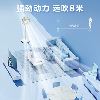 美的七叶轻音柔风电风扇/家用省电落地扇/台式电扇/广角摇头节能宿舍小型风扇 SAE35CA