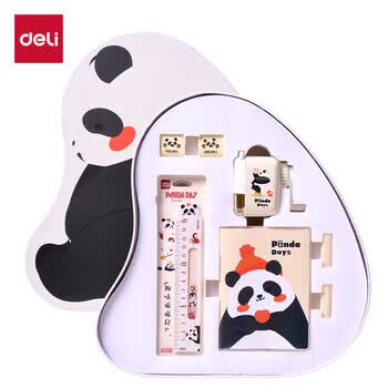 得力（deli）熊猫文具套装大礼包铅笔削笔机橡皮铅笔护套套尺贴纸学生生日中高考毕业礼物考试文具男女孩