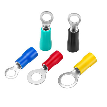 汇君 O型预绝缘端子冷压接线端子黄铜镀锡欧式预绝缘铜鼻子 RV3.5-5黑色500只