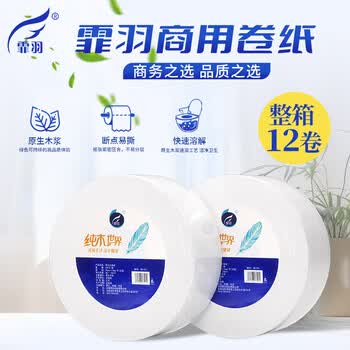 霏羽有芯大卷纸4层400克*12卷大盘纸大圈商用卷纸卫生纸可溶水ZB002