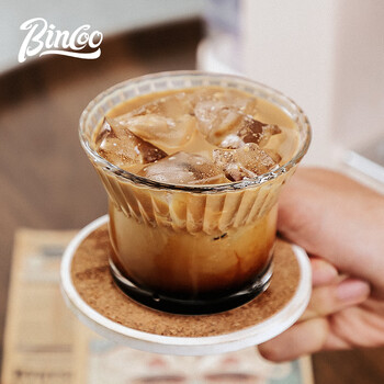 Bincoo美式咖啡杯玻璃杯咖啡dirty竖纹下午茶夏天冰美式手冲杯