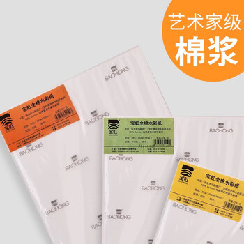 宝虹棉浆水彩纸艺术家级专用美术生水彩画纸彩铅纸速写画画水粉纸艺术家8K/细纹/280X380mm