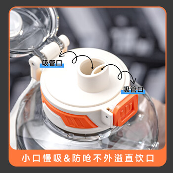 贝瑟斯水杯吨顿杯运动健身水壶 大容量水杯 夏季吸管杯塑料杯黑色1600ml