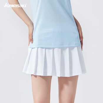 川崎（KAWASAKI）羽毛球女款针织短裙休闲运动防走光半身百褶裙A2755 白色 2XL