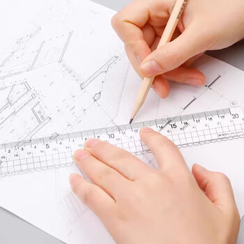 晨光（M&G）(M&G)文具简系列亚克力波浪边尺子小学生直尺15cm文具考试专用 中高考