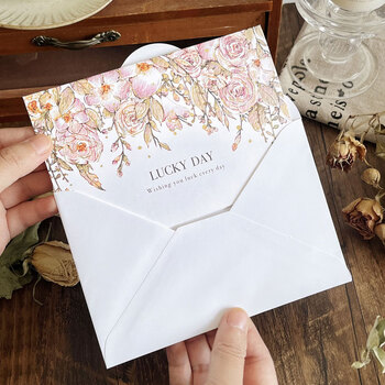 狮洛德 烫金花卉母亲节贺卡节日祝福留言卡送孩子毕业礼物装饰明信片6张送信封