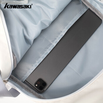 川崎（KAWASAKI）羽毛球包双肩休闲背包男女款运动包独立鞋仓鲸梦C8243 奶黄色