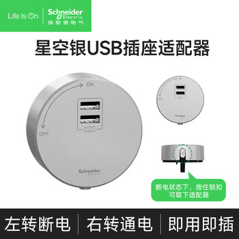 施耐德电气轨道插座插线板接线板拖线板建议搭配银/黑轨道2USB口适配器银色 施耐德电气轨道插座插线板接线板拖线板建议搭配银/黑轨道2USB口适配器银色