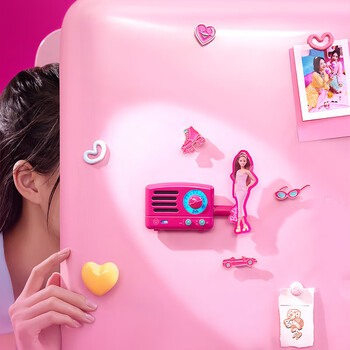 猫王收音机 MW-Q1灵感贴贴音响带FM蓝牙小音响冰箱贴磁吸音响厨房创意摆件 芭比联名款