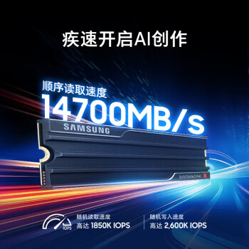 三星（SAMSUNG）2TB SSD固态硬盘 M.2接口(NVMe协议PCIe 5.0 x4) 9100 PRO With Heatsink散热片版 台式机 PS5