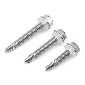 永利尚 410不锈钢外六角自攻丝 钻尾丝燕尾丝螺丝钉自钻螺丝 M4.8*45(50个带橡胶垫)