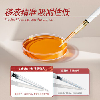 LABSHARK 移液器吸头枪头袋装无滤芯吸嘴实验室微量液体处理耗材 【10mL】100个/袋