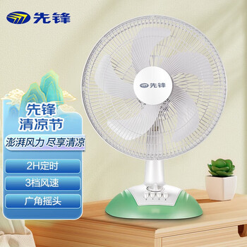先锋台扇桌面便携式风扇可定时左右摇头转页扇大风力便携式电风扇 FT35-10A