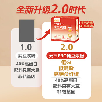 北大荒纯豆浆粉720g（36条）低GI高纤高蛋白冲饮早餐元气好运抽签礼盒