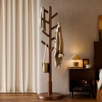 家逸实木衣架落地立式衣帽架卧室挂衣架挂衣服办公室挂包客厅置物架