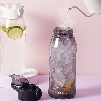 乐扣乐扣（LOCK&LOCK）简约一键式运动水壶 大容量运动水杯冷水壶 1.05L黑色ABF926BLK