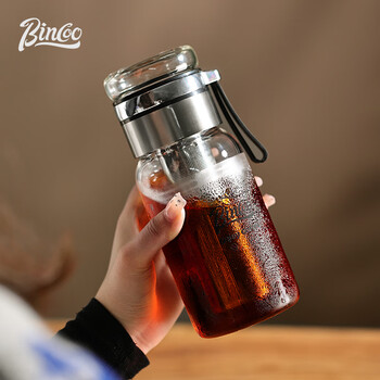 Bincoo玻璃冷萃杯冷泡壶咖啡杯冷泡瓶水杯子家用便携带滤网冰美式
