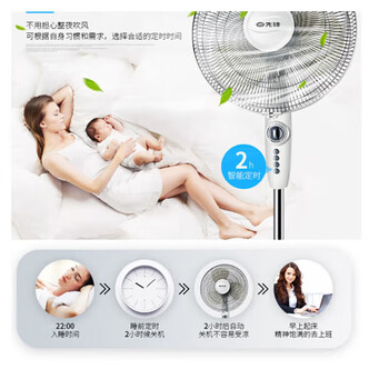 先锋电风扇 家用大风量落地扇 可升降定时摇头落地扇 机械16寸5叶扇 FS40-11B白色