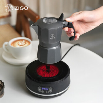 Zigo双阀摩卡壶意式手冲壶咖啡机冷萃咖啡壶  【玄铁灰】