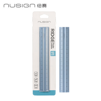 纽赛（NUSIGN）双边刻度铝制易拾取直尺 15cm微风蓝款 防滑设计/轻巧便捷/不易磨损/刻度清晰/金属质感 NS091