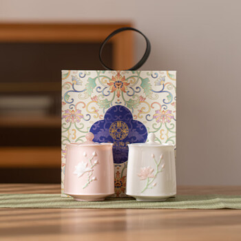 苏氏陶瓷勿忘我堆花茶叶罐密封罐两个礼盒组伴手礼