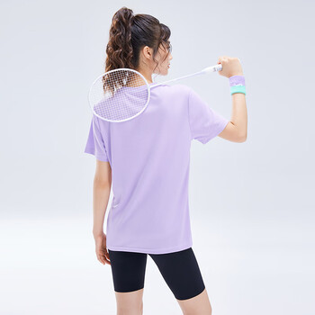薰风（KUMPOO）羽毛球服速干短袖男凉感T恤女上衣休闲服K242U01113 紫色 2XL
