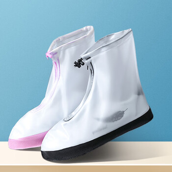 米波迪（Meebordi）雨鞋套防雨防滑鞋套加厚耐磨底成人雨靴男女仿硅胶水鞋套 粉边XL
