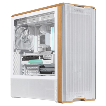 LIANLI联力L217 中塔式台式电竞游戏机箱 白色 标配5把风扇/支持EATX主板/木艺机箱/双开关