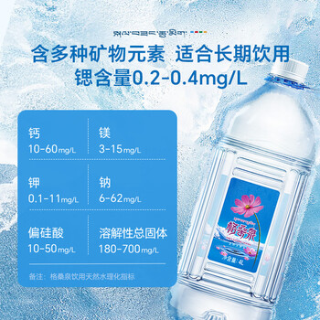 格桑泉西藏雪山天然水4L*4瓶整箱 大桶泡茶水高锶弱碱性大桶装饮用水
