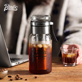 Bincoo玻璃冷萃杯冷泡壶咖啡杯冷泡瓶水杯子家用便携带滤网冰美式