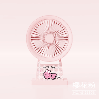 欧利文小风扇桌面床上用静USB充电低音三档 便携式迷你大风力电风扇办公室宿舍风宝 粉色
