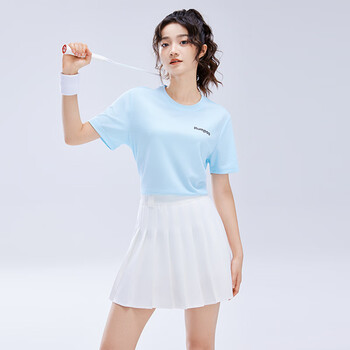 薰风（KUMPOO）羽毛球服速干短袖男凉感T恤女上衣休闲服K242U01113 浅蓝色 2XL