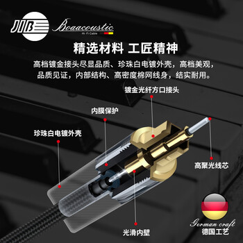 JIB 发烧级 数字光纤音频线 SPDIF方对方口 电视机顶盒功放投影仪有源音箱回音壁连接线BB-101-1.5米 JIB 发烧级 数字光纤音频线 SPDIF方对方口 电视机顶盒功放投影仪有源音箱回音壁连接线BB-101-1.5米