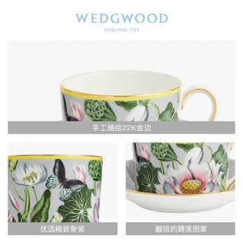 Wedgwood漫游美境睡莲绮梦杯碟骨瓷欧式杯碟咖啡杯套组 一杯一碟	