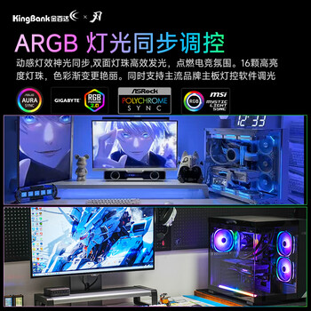 金百达（KINGBANK）32GB(16GBX2)套装 DDR5 6800 台式机内存条海力士A-die颗粒 黑刃RGB灯条 C32 Deepseek硬件