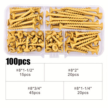 永利尚 自钻自攻甲板螺丝 防锈黄色梅花槽 盒装100个