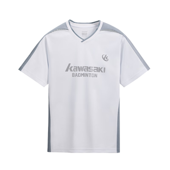 川崎（KAWASAKI）羽毛球服运动短袖T恤男款排汗速干透气休闲服C1026 灰色 3XL