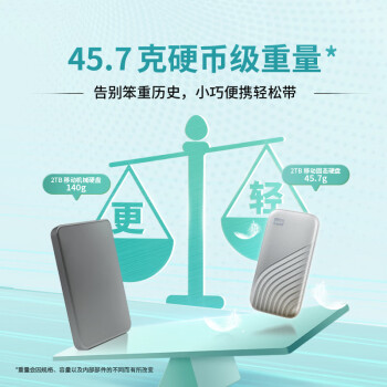 西部数据(WD)2TB NVMe 移动固态硬盘（PSSD）My Passport随行SSD type-c接口 1050MB/s 手机直连笔记本两用
