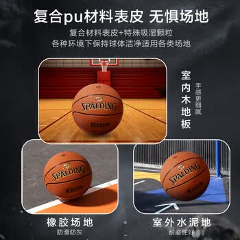 京东京造|斯伯丁联名HEXAGON系列7号PU成人篮球吸湿标准7号球