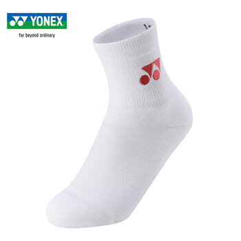 YONEX尤尼克斯羽毛球袜儿童款中筒加厚毛巾底专业运动袜345024BCR 白粉