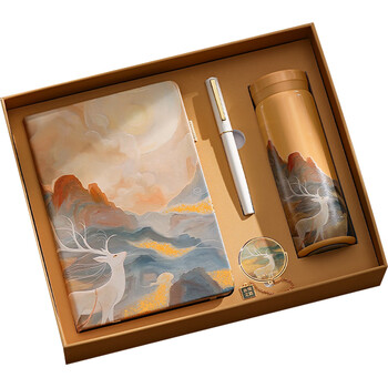 英雄（HERO）宝珠笔  敦煌丝绸之路古风国潮复古简约会议笔记本书签水杯套装瓷白色